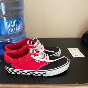 Vans red,black & checkerboard slightly worn